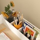 image 8 of AIYAPLAY Kids Desk and Chair Set, Children Study Table with Storage, Natural | White | Natural wood finish and white | Desk: 68H x 60W x 48D cm; Chair: 53H x 30W x 33.5D cm