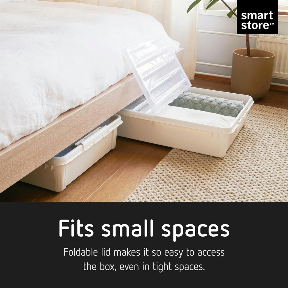 image 1 of Smartstore Bedroller Underbed Storage Box with Transparent Foldable Lid 60L, 4pk