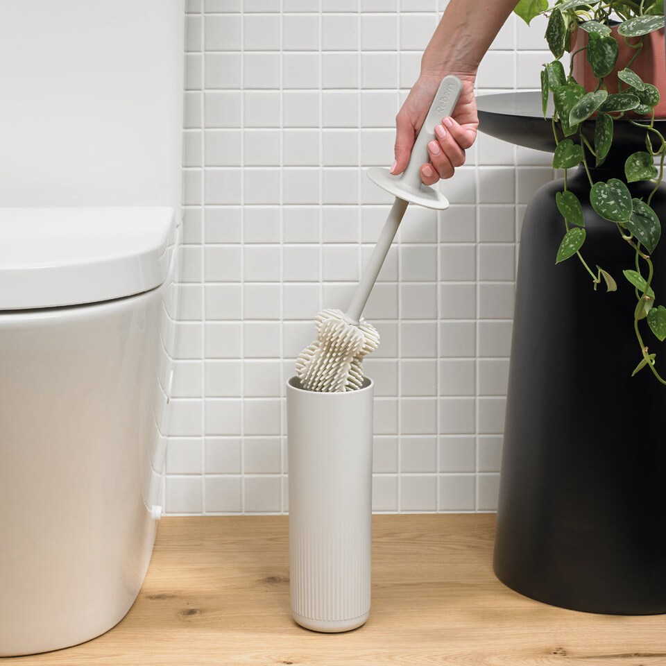 image 1 of Reborn Recycled Toilet Brush and Holder- Stone | Grey | Stone