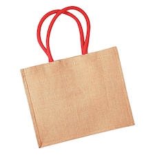 Westford Mill Classic Jute Shopper Bag (21 Litres) - Natural/Bright Red - One Size