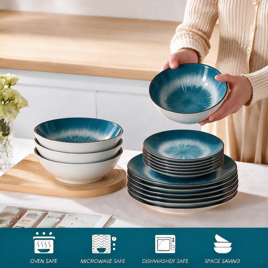 12pc Blue Star Dinner Set