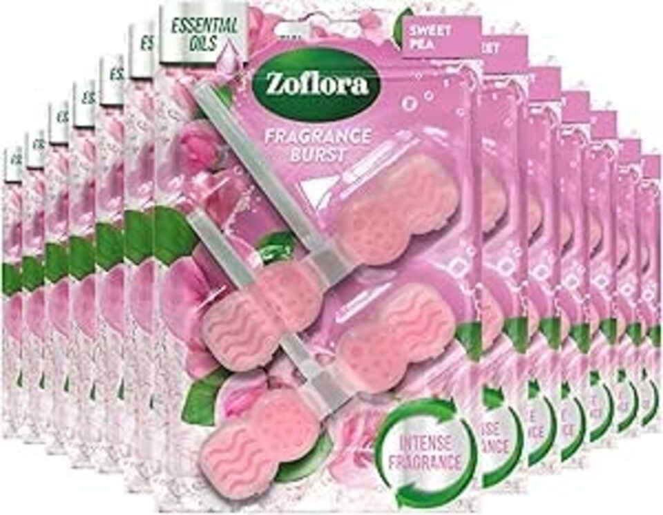 Zoflora Rim Blocks Sweet Pea, 2 x 131g Pack, Continuous Freshness & Odour Control, Long-Lasting Floral Fragrance, Kills 99.9% of Bacteria