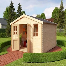 Wels 4 DT-Log Cabin, Wooden Garden Room, Timber Summerhouse, Home Office - L425.1 x W410 x H245.1 cm Brown