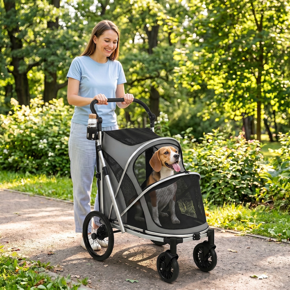 image 1 of PawHut Dog Stroller, Folding Pet Stroller for Small Medium Dogs