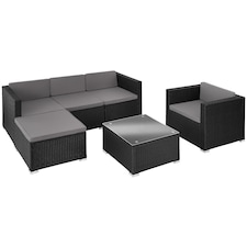 Garden Furniture Set Lignano - modular sofa with armchair, stool, coffee table | Black | black | 179 x 150 x 65 cm | 1
