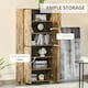 image 3 of HOMCOM Farmhouse 4-Door Cabinet with Storage Shelves for Bedroom Rustic Wood