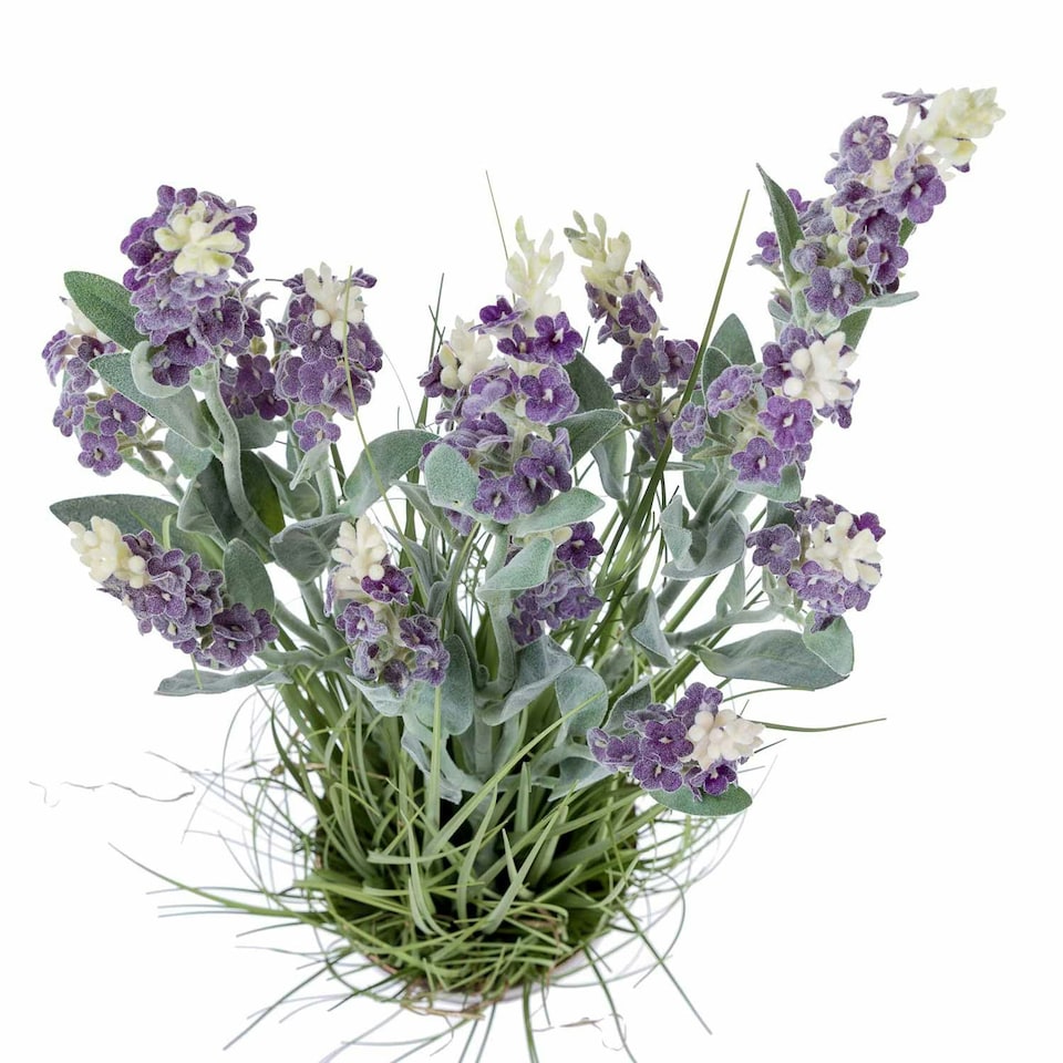 image 1 of Homescapes Artificial Purple Lavender Plant in Decorative Metallic Ceramic Pot, 66 cm Tall