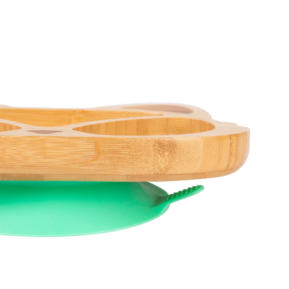 image 1 of Tiny Dining Children's Bamboo Suction Fox Plate - Green | Green | Green