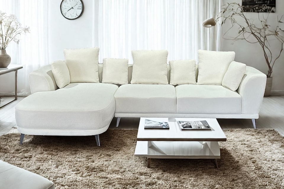 image 1 of The 3 Seater Nova Lounger Right Corner Sofa in Grey or Cream | Cream | One Size