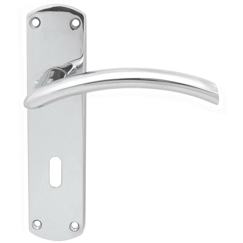 Loops Arched Lever on Lock Backplate Door Handle 170 x 42mm Polished Chrome