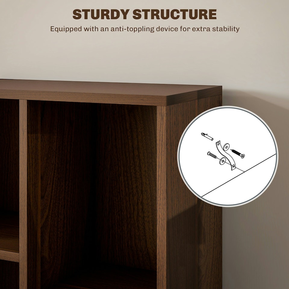 image 1 of HOMCOM Bookcase Modern Bookshelf Cabinet for Home Office Walnut