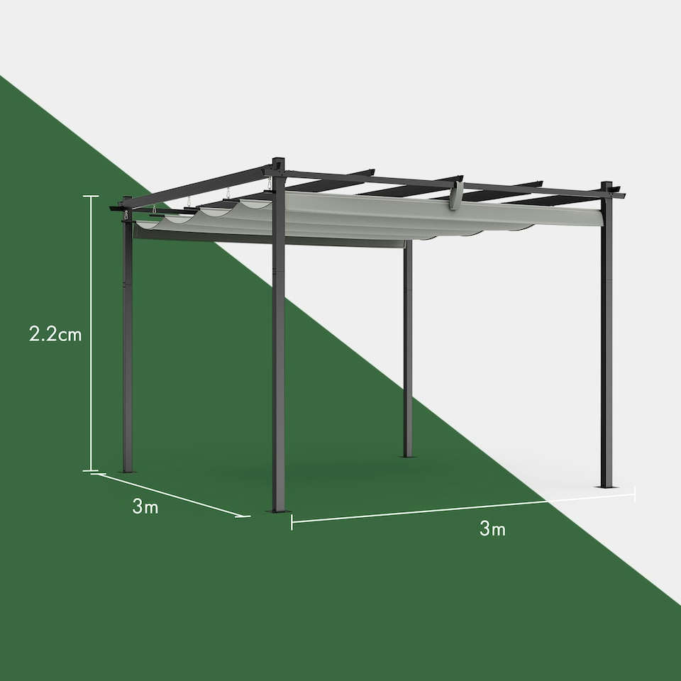 image 1 of VonHaus Pergola with Retractable Roof Weatherproof 3x3m