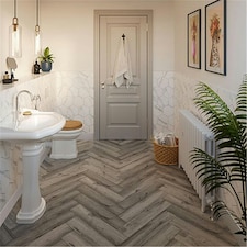 PACK OF 15 (Total 15 Units) - Premium 5mm Thick Antique Oak Herringbone Flooring - 126mm (W) x 630mm (L)