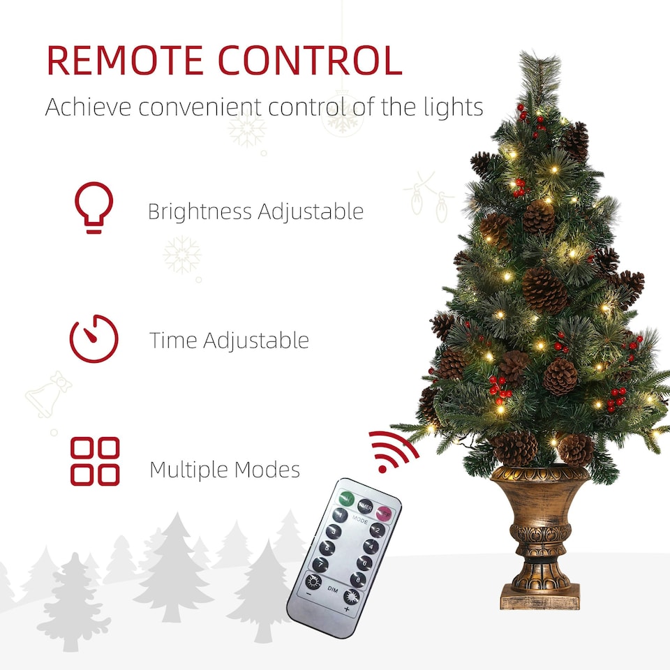 image 1 of HOMCOM 4ft Artificial Christmas Tree with 60 Warm White LED Lights