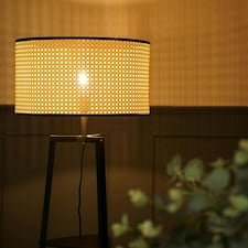 ValueLights Hiru Black 3 Tier Shelf Floor Lamp Wicker Shade