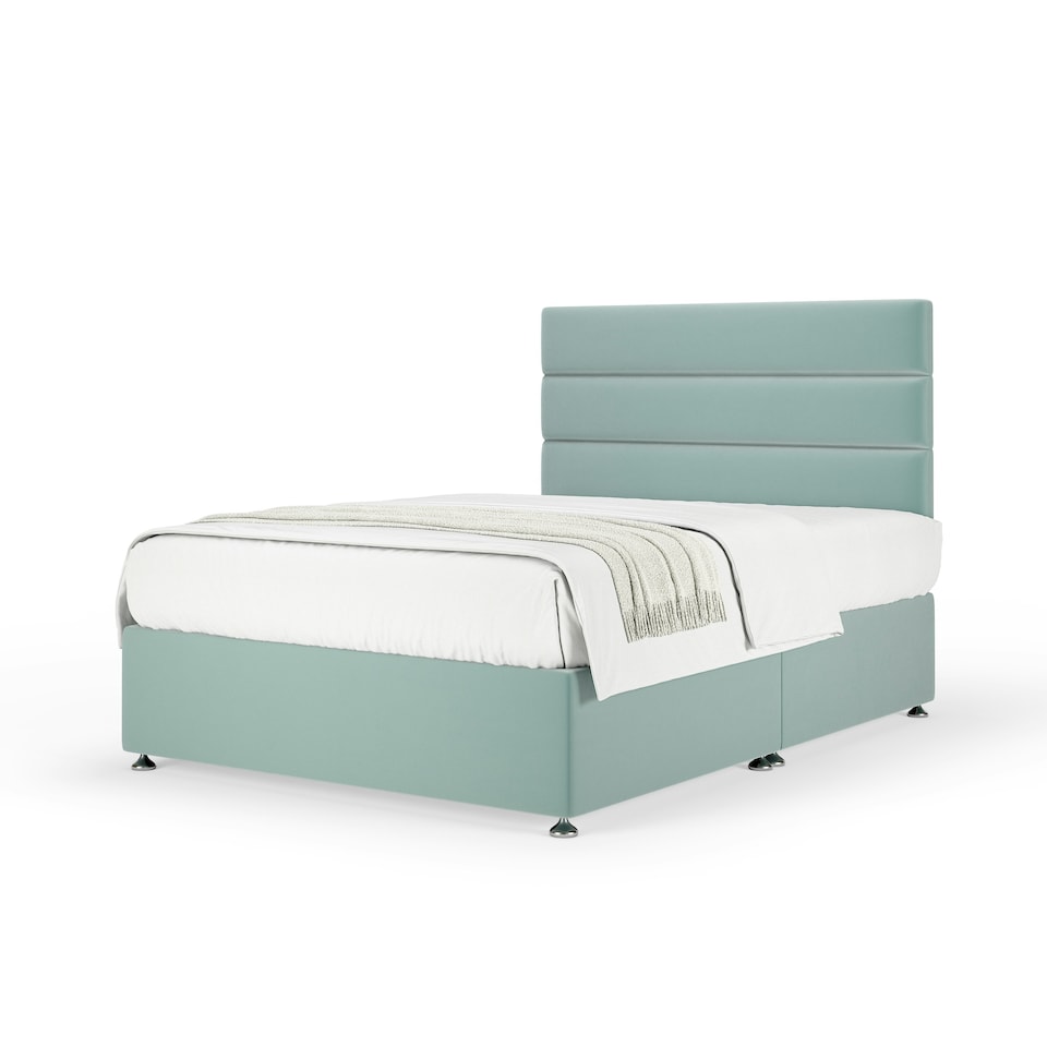image 1 of Signature Platinum 2000 Pocket Sprung Duckegg Plush Velvet Divan Set And Milan Headboard Double