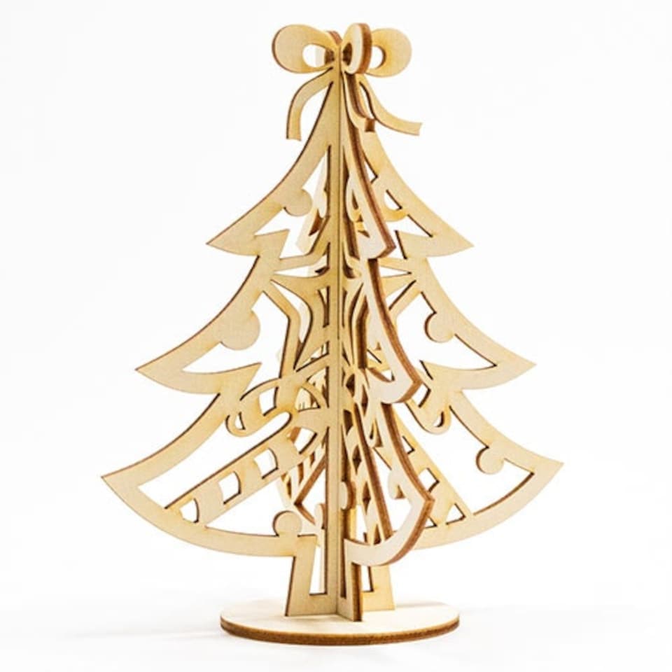 image 1 of Christmas Tree Cutout 3D Wooden Table Decoration 16cm