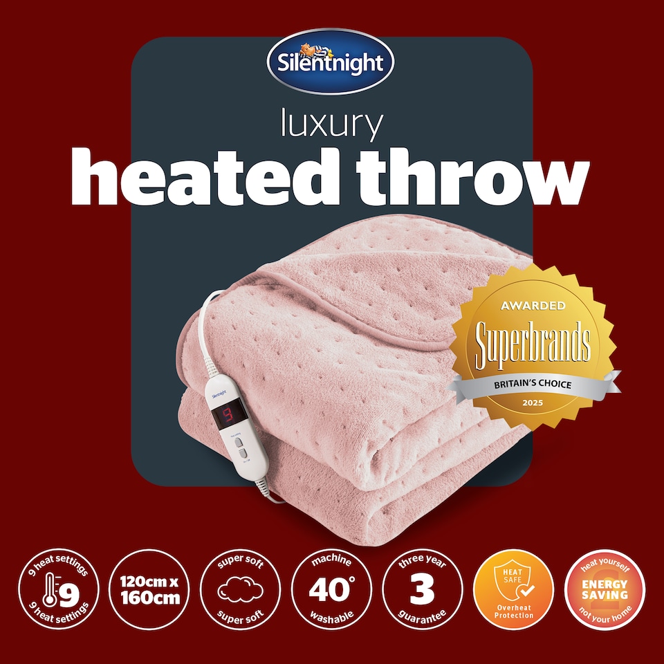 image 1 of Silentnight Luxury Heated Throw, Blush | Pink | Blush | One Size | 1