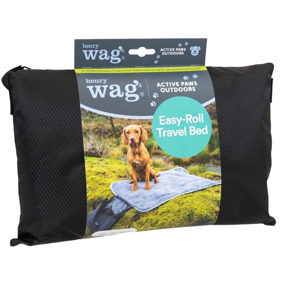 image 1 of Henry Wag Easy-Roll Travel Pet Bed & Large Travel Bowl 750ml Combo