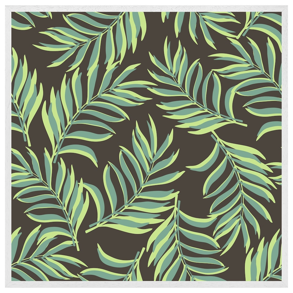 image 1 of Green palm leaves (Picutre Frame) White | L
