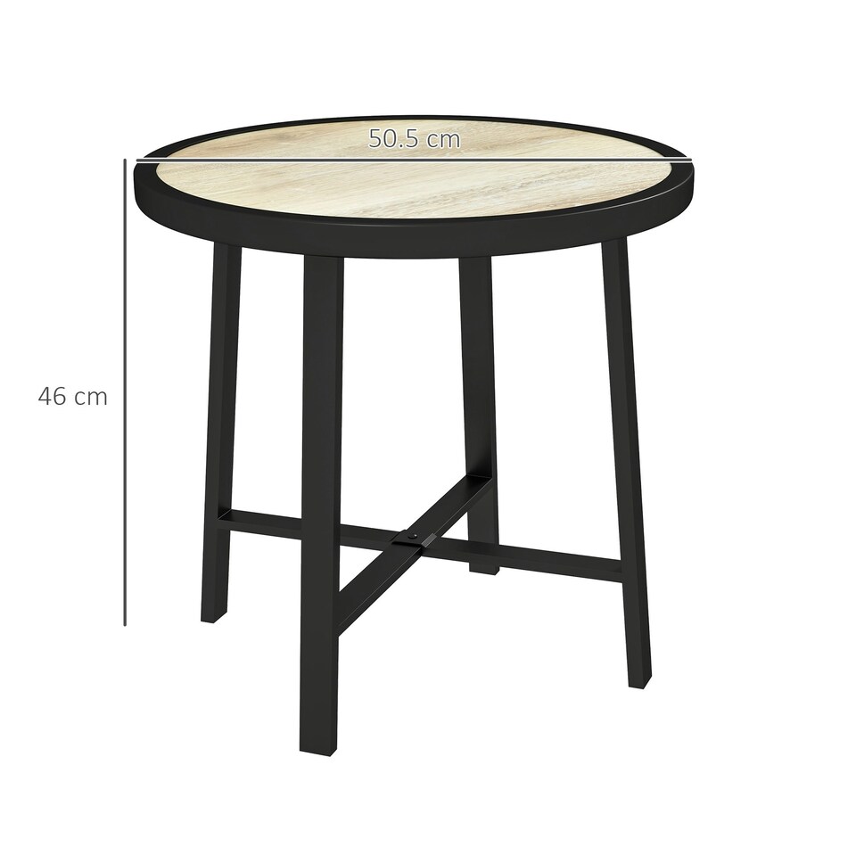 image 1 of Outsunny 50.5cm Round Garden Table with SPC Tabletop Brown | Natural wood finish