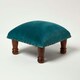 image 2 of Homescapes Mable Teal Green Velvet Square Footstool