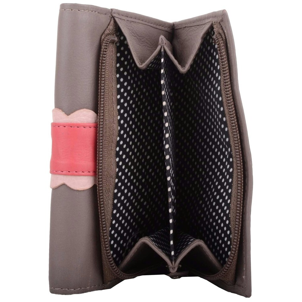 image 1 of Genuine Soft Leather Multi-Colour Money / Cred Card Holder / Purse Cream | Taupe/Coral/White