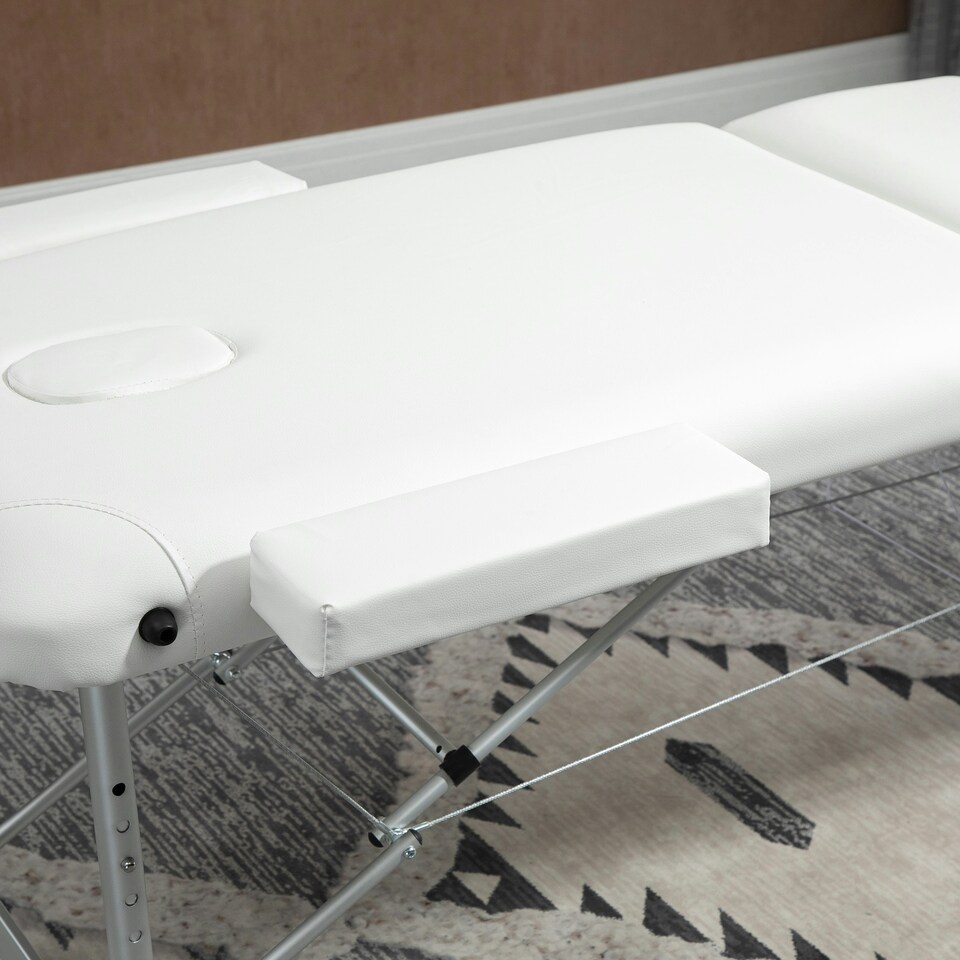 image 1 of HOMCOM Portable PVC Massage Table Beauty Therapy Couch Bed Spa Aluminum White
