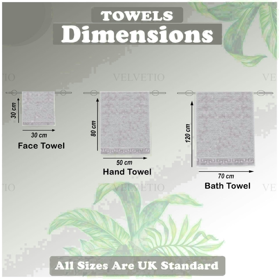 image 1 of VELVETIO 8 Piece Towel Bale Set Jacquard Greek Key Pattern - 100% Cotton, 450 GSM Grey | Charcoal