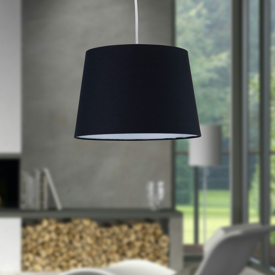 image 1 of Black Cotton 28cm Tapered Cylinder Pendant or Lamp Shade Black