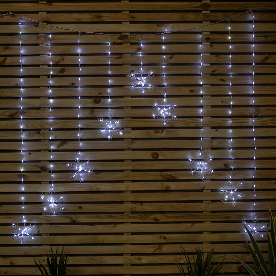 image 1 of 1.2m x 1.2m FlexiBrights Christmas Snowflake Curtain Lights with 267 White LEDs