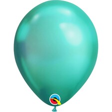 Qualatex 11 Inch Round Plain Latex Balloons (100 Pack) - Chrome Green - One Size
