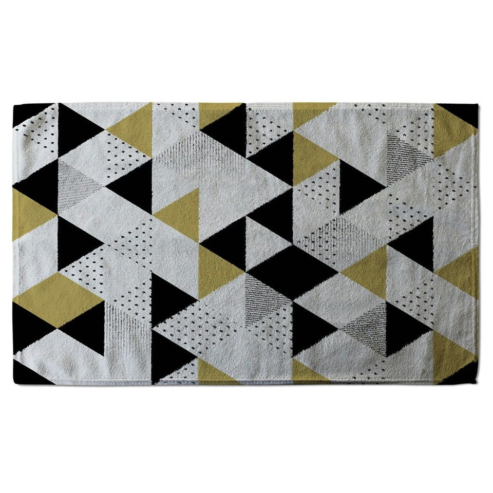 image 1 of Gold & Black Geometric Triangles (Kitchen Towel)