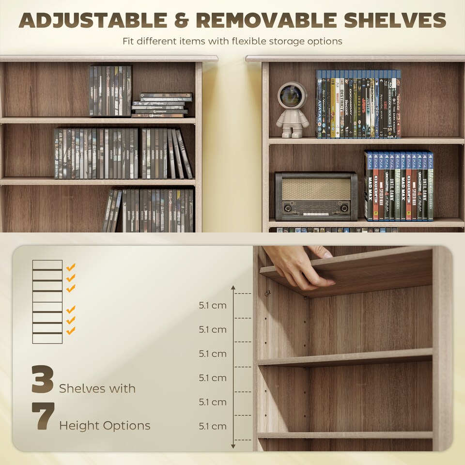 image 1 of HOMCOM CD Storage Unit DVD Tower Blu-ray Storage Shelf for Living Room | Brown | Natural wood finish