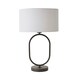 image 4 of ValueLights Antonia Grey Fabric Drum Lamp Shade Matte Black Oval Table Lamp with LED Bulb Black