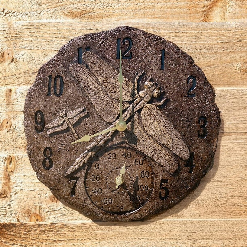 image 1 of Marco Paul 30cm Bronze Dragonfly Wall Clock Bronze