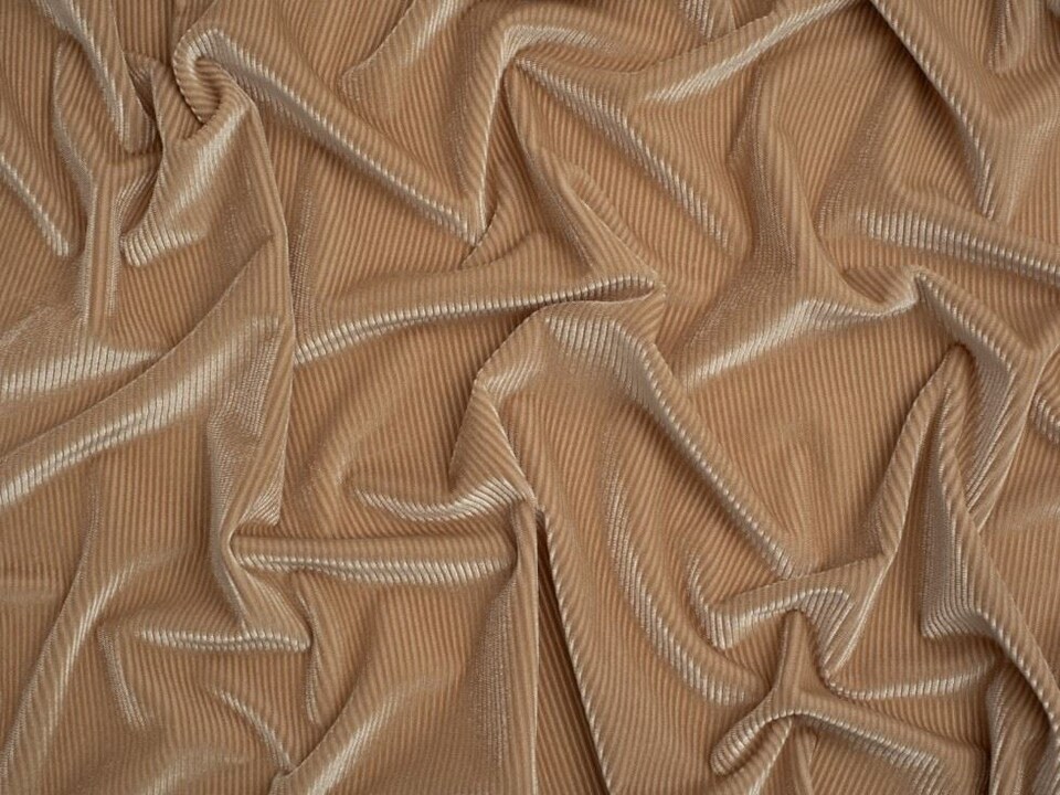 Gold Narrow Rib Velvet Stretch Knit Fabric for Dressmaking, 155cm / 61" Wide - per metre