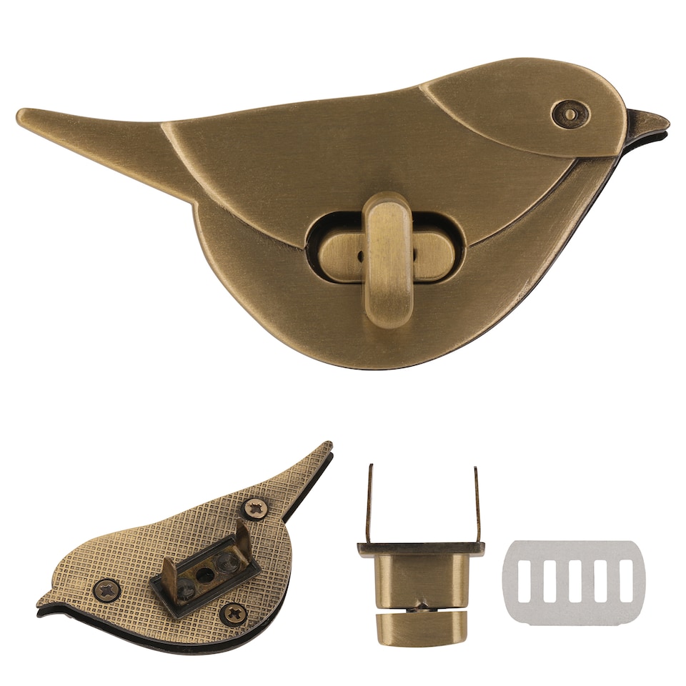 image 1 of Bird Twist Turn Lock Clasp, Decorative Closure For Leathercraft Projects