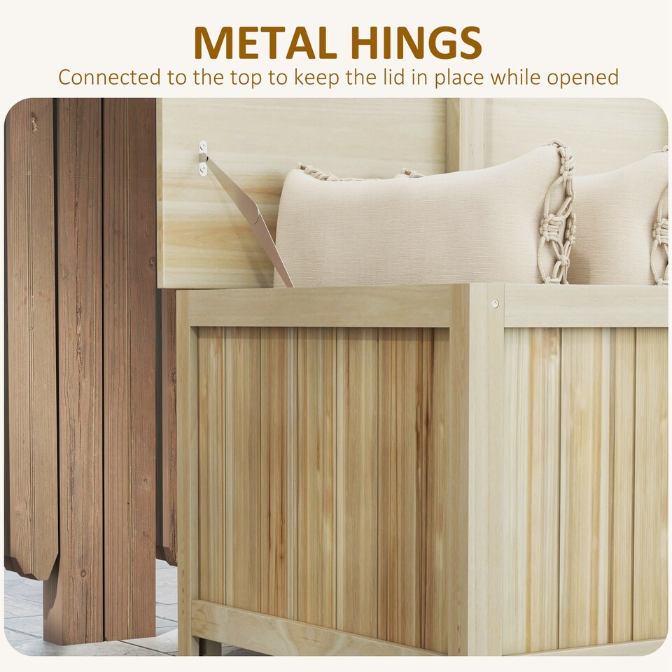 image 1 of Outsunny 172 Litre Outdoor Storage Box, Wooden terrace Box Garden Storage Container, for Balcony, Porch, Poolside, Natural