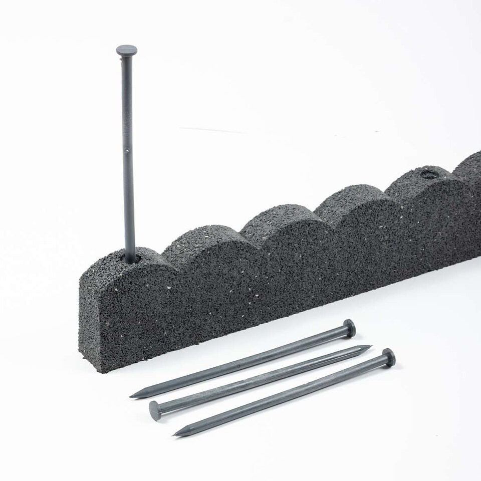 image 1 of Recycled Rubber Scallop Garden Edging Border - Grey - Pack of 12 | Grey | Grey | Pack of 12 | 1