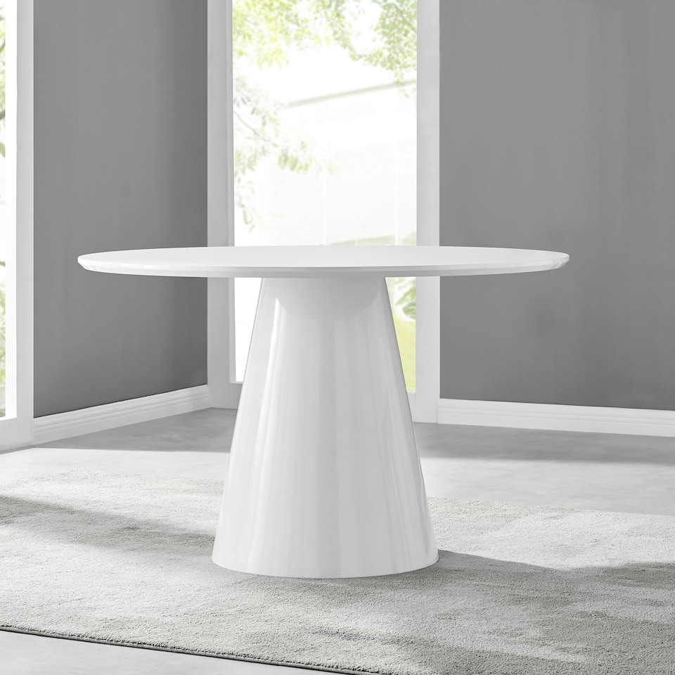 image 1 of Furniturebox Palma White High Gloss Round Dining Table