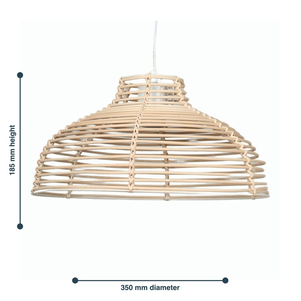 image 1 of First Choice Lighting Katrina Rattan Dome Pendant Lightshade Brown