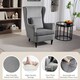 image 3 of HOMCOM Wingback Chair, Modern Accent Chair for Living Room Bedroom Grey