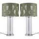 image 1 of Set of 2 Aura - Chrome Table Lamps with Sage Green Fern Shades Chrome | Green