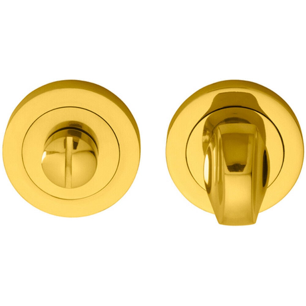 Loops Thumbturn Lock & Release Handle Concealed Fix 50mm Dia Polished Brass in Metallics