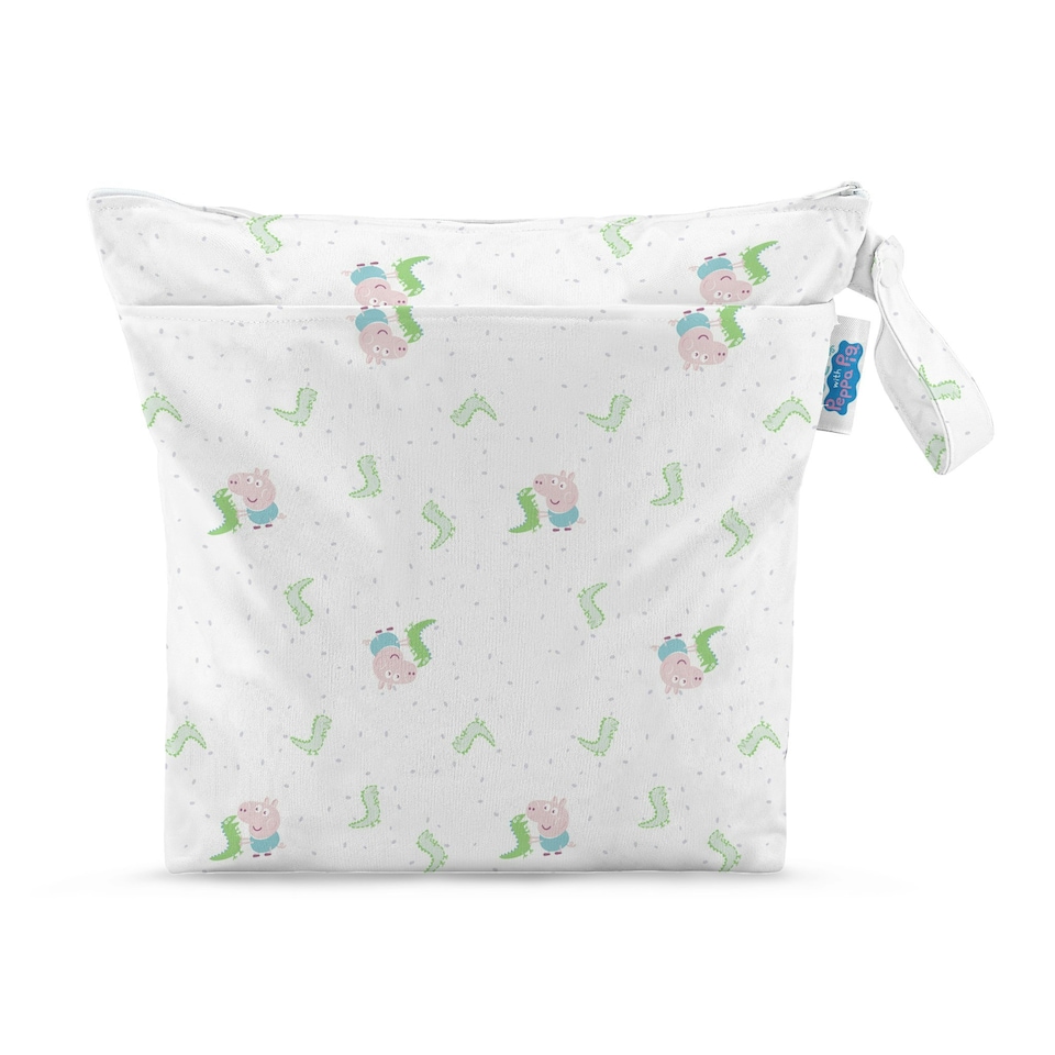 image 1 of Peppa Pig Grab & Go Nappy Wet Bag - George & Mr.Dinosaur | White