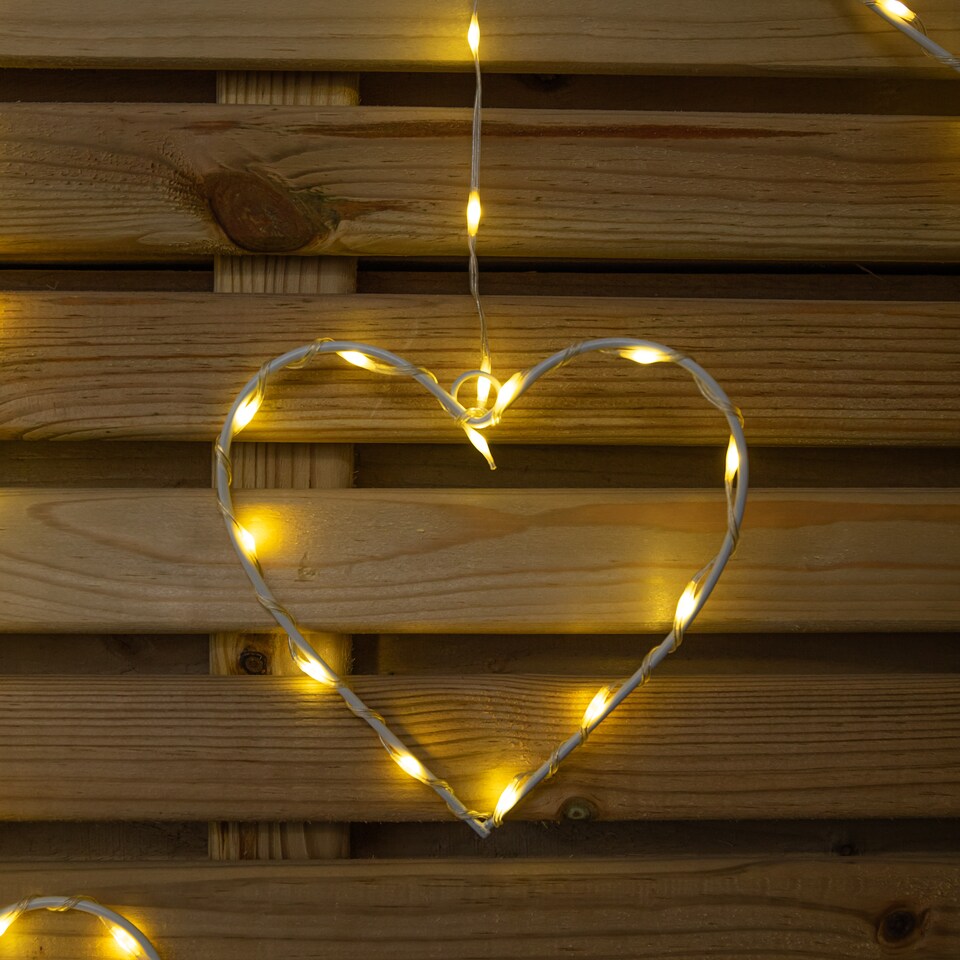 image 1 of 1.2 x 1.2m Light up Christmas Heart Curtain Lights with 229 Warm White LEDs
