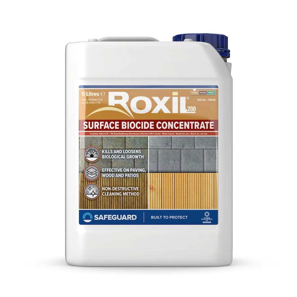 image 1 of Roxil 200 Wood & Patio Cleaner 5L for Decking, Fence, Wooden structures, Patio & Paving