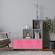 image 2 of 6-Cube Step Shelving Unit With Non Woven Inserts | Grey | Grey & Dark Pink | 1
