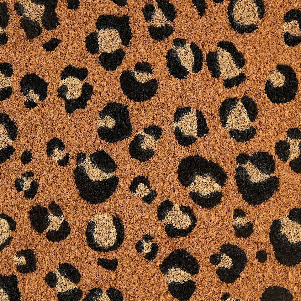 image 1 of OHS Leopard Print Coir Doormat Non Slip Door Rug | Brown | 40 x 60cm